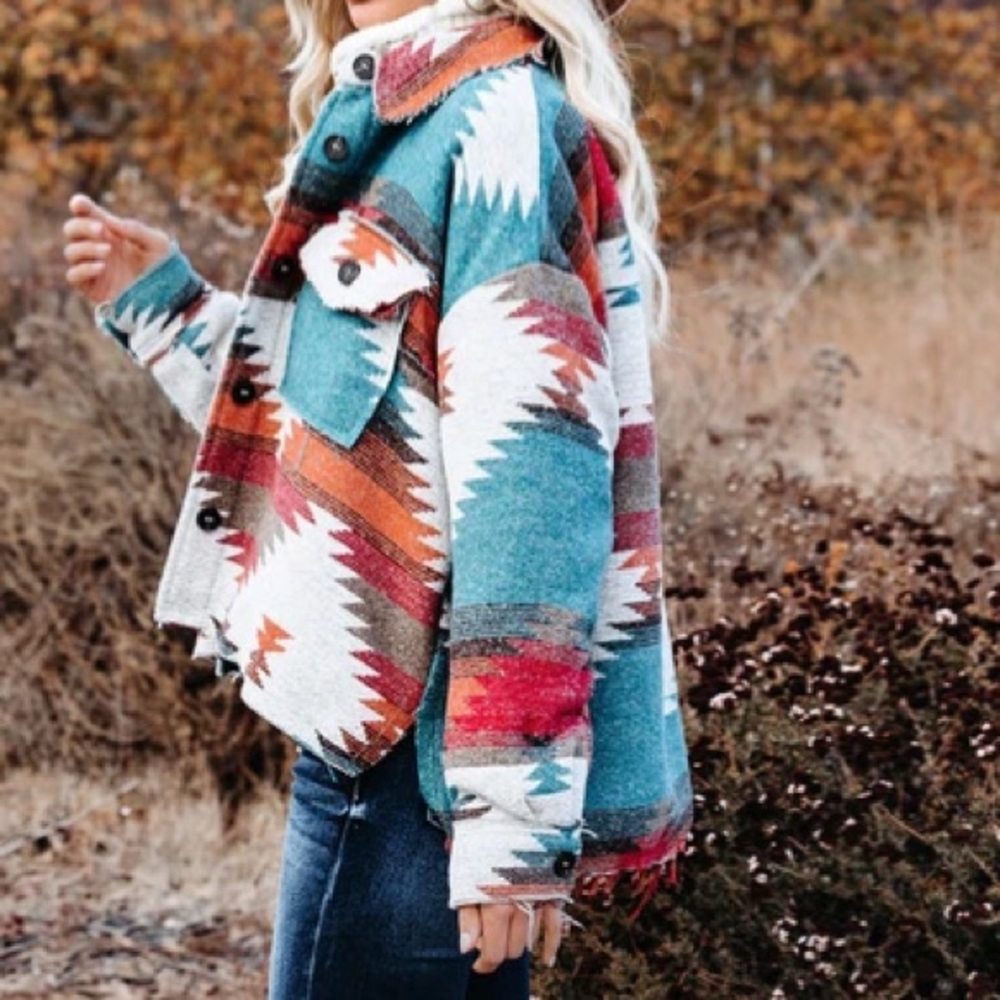 Last S then sold out! 5 Star Rated New Boho Aztec Southwest High Low Jacket - Picture 8 of 11